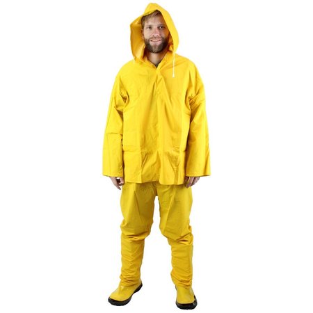 THE BRUSH MAN Economy 3-Piece Rainsuit, Pvc Exterior, Poly Interior, Size Large, 10PK RAIN-SUIT-L